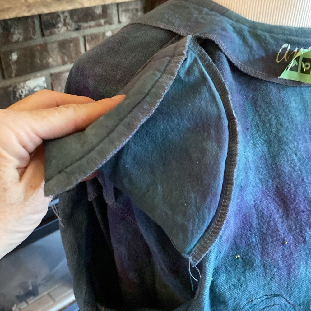 ARTISAN ANNA CARLSON amazing linen appliqué embroidered jacket!! Size M oversize - Picture 12 of 15